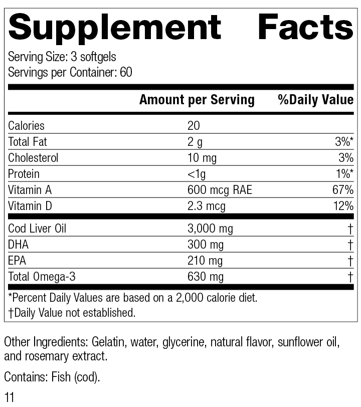 Cod Liver Oil, 180 Softgels - Image 2